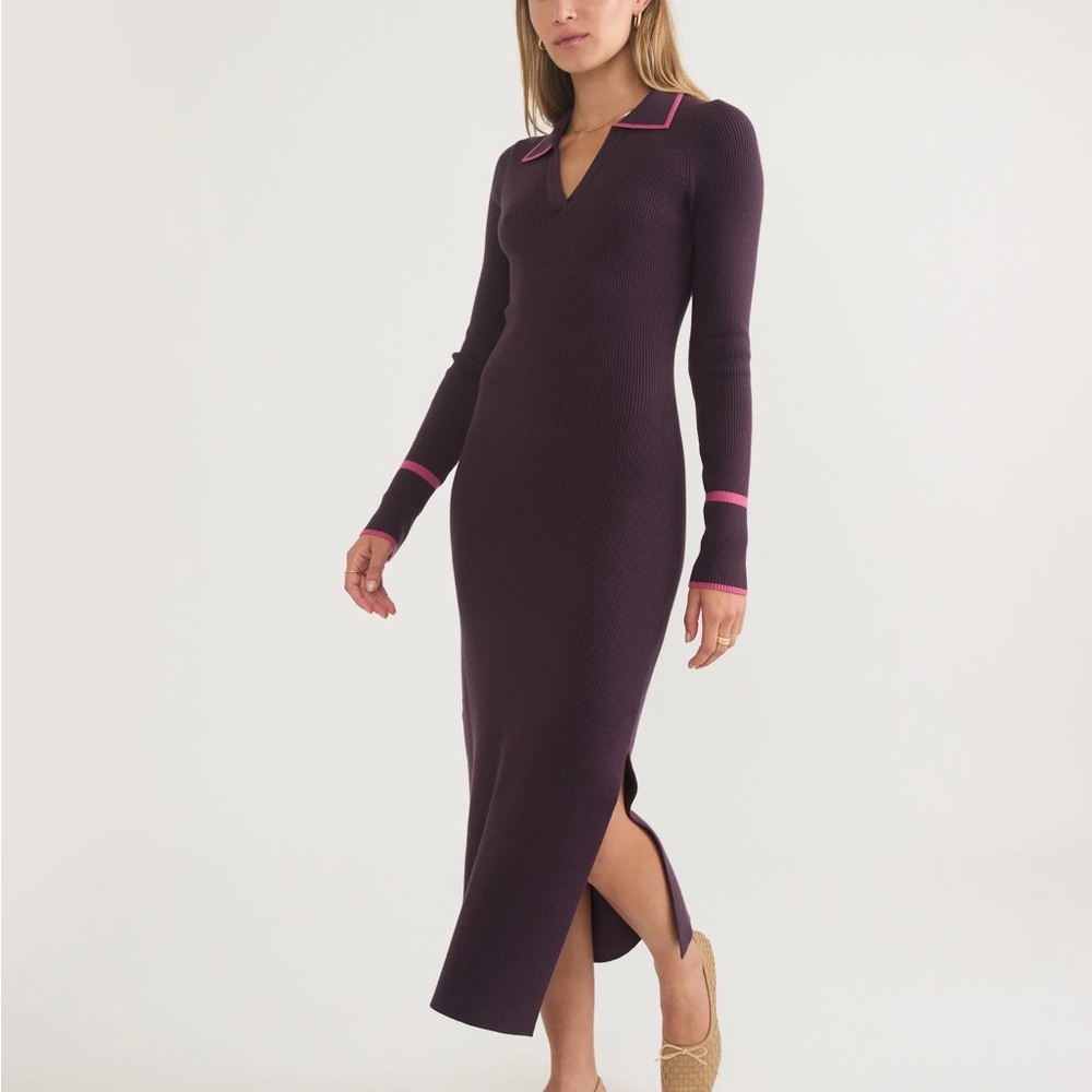 Marine Layer Purple Long Sleeve Polo Dress - Small NWT